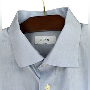 ETON Light Blue Classic Signature Shirt EUC Size 17.5/44